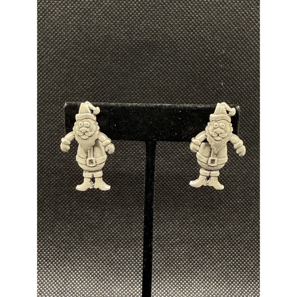 JJ Jonette Jewelry - Vintage JJ Jonette Santa Claus Earrings Silver Tone Pewter Christmas Studs